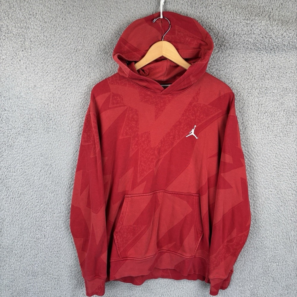 Michael Air Jordan Hoodie Sweatshirt Mens Large Red All Over Print Jumpman‎